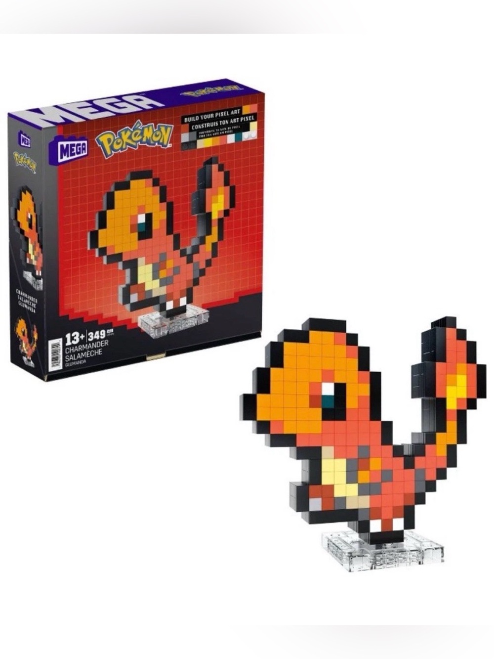 30th anniversary! Mega Pokémon Charmander Pixel Art Building Set - Orange